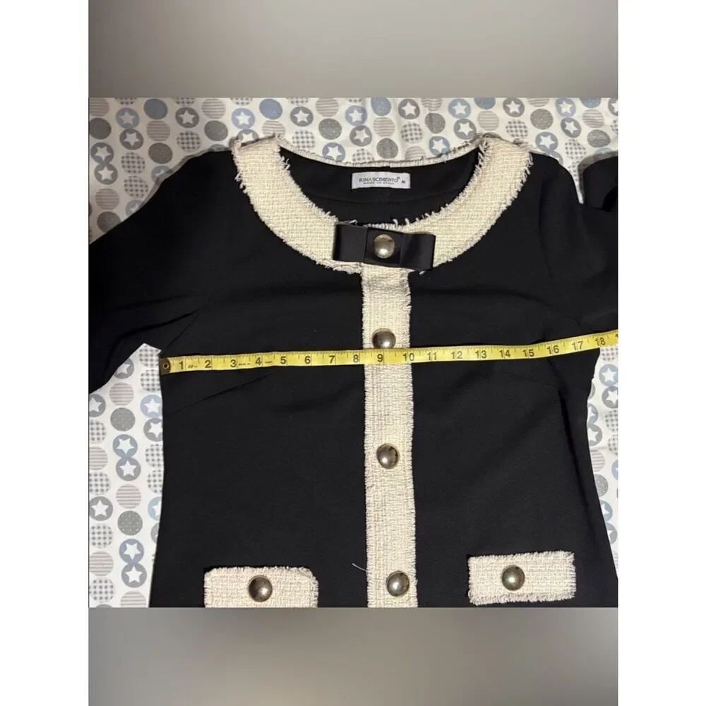 🛍️ Rinascimento Black Mini Dress with Cream Trim - Picture 9 of 10